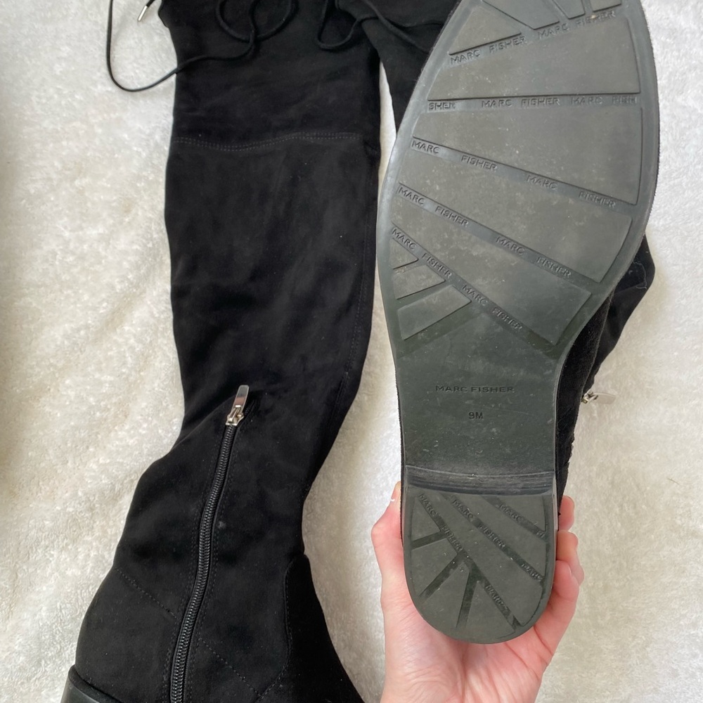 Marc Fisher Suede Black Over-the-Knee Boots Size 9 - Picture 3 of 14